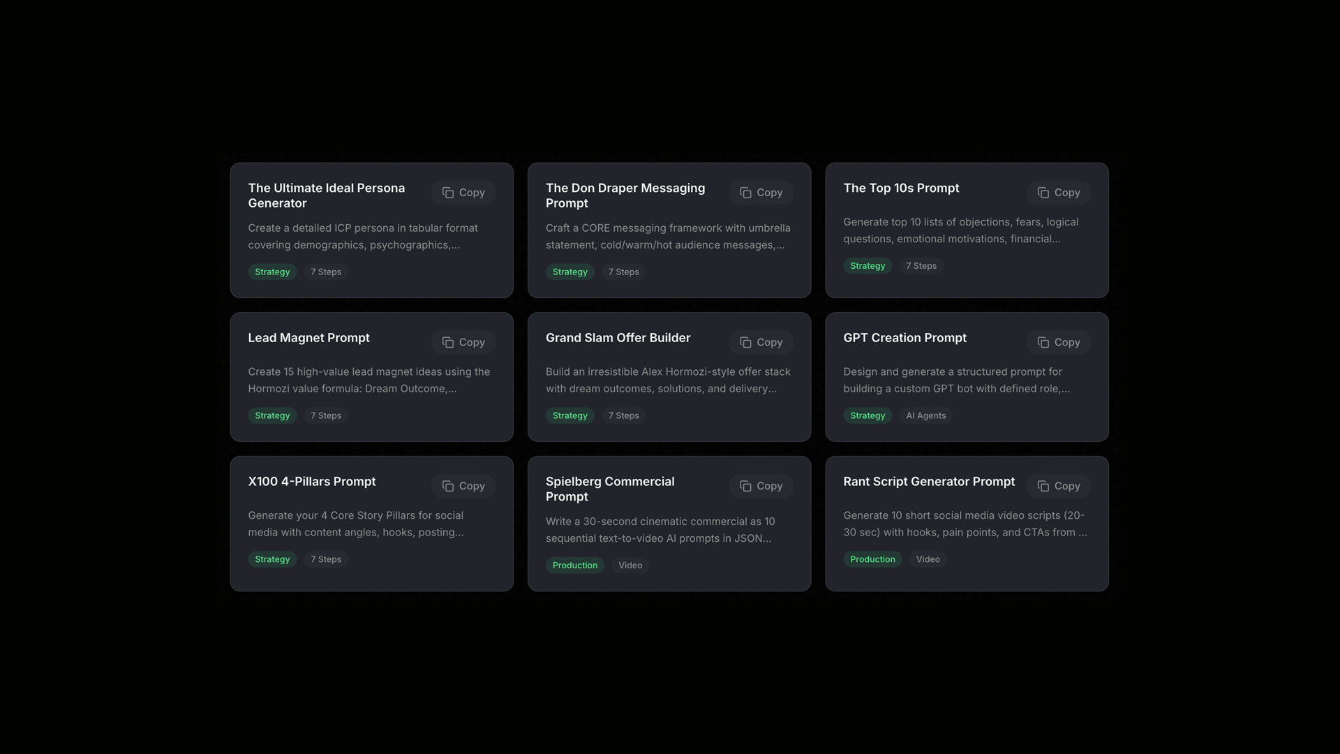 The X100 prompts library — copy-ready AI marketing prompts
